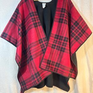 Woolrich Red and Black Plaid Cape